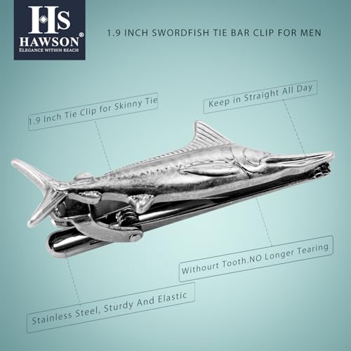 HAWSON Various Tie Clips for Men Unique, Funny Novelty Mens Tie Bar, Personalized Tie Pins for Men, Theme Wedding Party Gifts - style: Sailfish