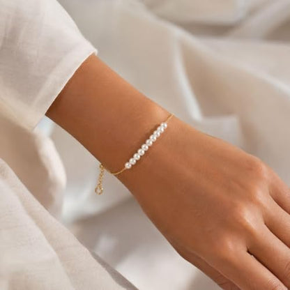 Pearl Bracelets for Women Dainty Baroque Pearl Bracelet White Bridesmaid Bridal Bracelet Wedding Jewelry Gifts for Mother Daughter Matching Outfits - color: B3:pearl bracelet