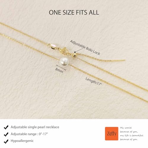 Zeffy Pearl Necklace 4MM/6MM/8MM Dainty Round Imitation Pearl Choker Necklace Wedding Pearl Necklace Delicate Jewelry for Women Simple Bridesmaid Jewelry Gifts - style: Single Pearl Adjustable Necklace