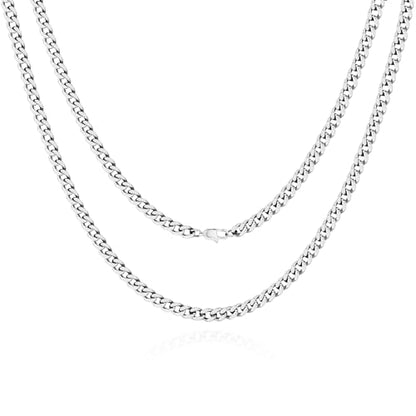 NOKMIT Chunky Cuban Link Curb Chain Necklace for Women Men Dainty 18K Gold Silver Tone Choker Thick Trendy Statement Diamond Cut Punk Hip Hop Cuban Chain Jewelry Gifts Unisex Size 5mm/9mm/13mm/16mm - color: 5mm-Silver, size: 16inches