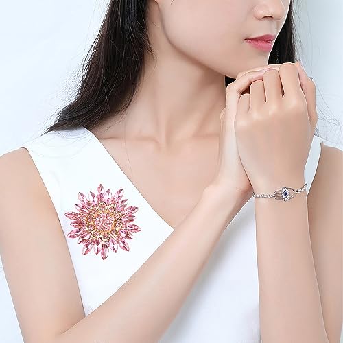 Rhinestone Sunflower Brooch Pin Red Pink Flower Brooch Stylish Crystal Brooch Elegant Clothing Hat Bag Accessories Jewerly for Women - color: pink