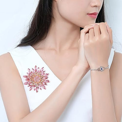 Rhinestone Sunflower Brooch Pin Red Pink Flower Brooch Stylish Crystal Brooch Elegant Clothing Hat Bag Accessories Jewerly for Women - color: pink