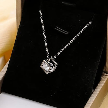 925 Sterling Silver Necklace for Women Trendy, Charming Layered Necklace with Cubic Zirconia Pendant for Her Womens Dainty Diamond Choker Necklaces Holiday Jewelry Gifts for Mom Wife Daughter Lover - color: Blue