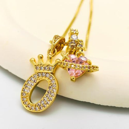 18K Gold & Silver Plated Initial Necklaces for Women - color: O-Gold