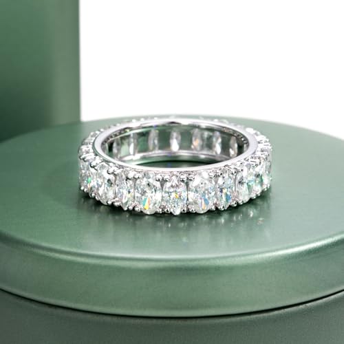 Moissanite Eternity Ring, S925 Sterling Silver Wedding Band for Women - style: Star Prism Eternity Band
