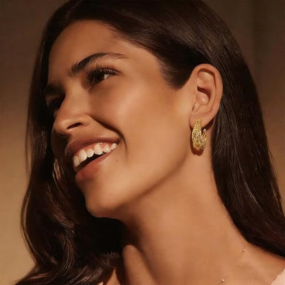 Chunky Hoop Earrings for Women 18K Gold Plated Chunky Gold Hoops Silver Plated Bold Statement Open Hoop Earrings Handmade Hypoallergenic Jewelry Gift - color: 01gold hoops