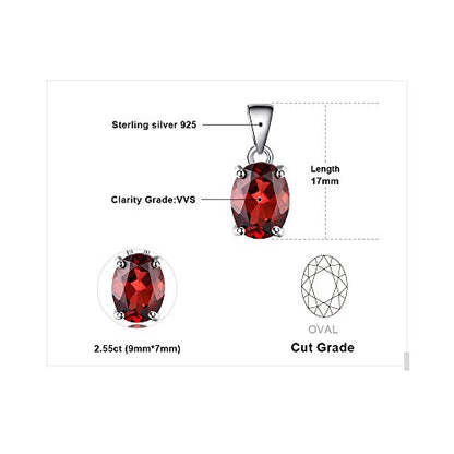 JewelryPalace Natural Gemstone Garnet Peridot Amethyst Citrine Blue Topaz Birthstone Solitaire Pendant Necklace Jewelry Set, 14k Gold Plated 925 Sterling Silver Necklaces for Women, 18 Inch Box chain - color: G-Sterling Silver-Garnet