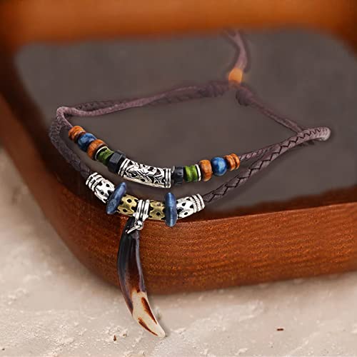 Wood Bead Necklace Africa Wooden Chain Statement Unisex Chunky Necklaces - color: Tooth Necklace
