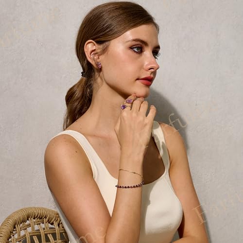 Farfume Crystal Beaded Bracelets for Women 4mm Natural Stone Jewelry Gifts | Natural Beads Gemstone,Handmade,Helper Tool,Yoga Protection,Hypoallergenic,Durability Wear - color: Amethyst-Clarity & Awareness