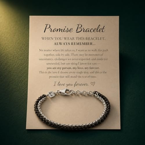 Mens Bracelet - Stainless Steel, Non Tarnish Rope Chain Bracelets, Stylish Fathers Day Gift for Dad, Husband, Boyfriend. - color: Silver & Black - Promise