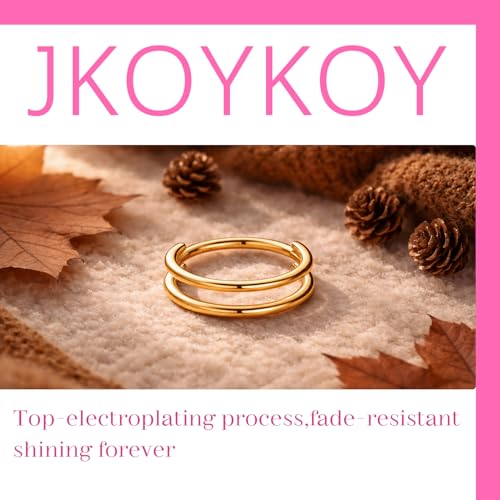 Cartilage Earring Hoop 316L Surgical Steel Conch Piercing Jewelry 16/18G Double Rows Nose Rings Hoops Hinged Segment Clicker Helix Rook Daith Piercing Jewelry 6/8/10/12mm - color: D1-Gold, size: 16G-12mm