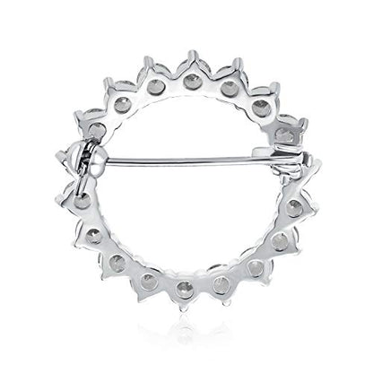 Classic Bridal Eternity Baguette Brillant Cut Cubic Zirconia AAA CZ Clear Purple Scarf Round Circle Brooch Pin For Women Wedding Gold or Silver Plated Brass - color: Silver