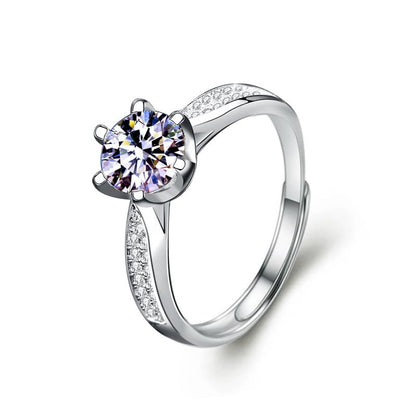 1CT/2CT Queen series moissanite ring, Adjustable rings for women, 925 Sterling Silver Open Band, D-Color VVS1 Sparkling Stone, Luxury Diamond Alternative - style: Queen 1 Series, 2CT