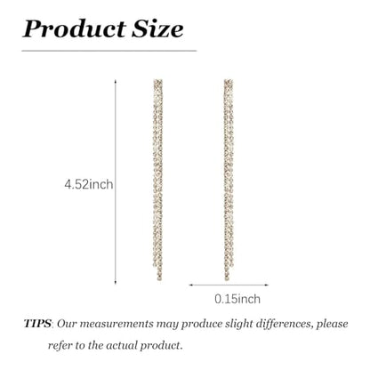 Rhinestone Earrings Prom Earrings for Women Sparkly Long Tassel Chandelier Drop Statement Earring Jewerly Gifts Wedding Party Prom Dresses Accessories - color: C2:gold