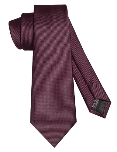 JEMYGINS Solid Color Formal Necktie and Pocket Square Tie Clip Sets for Men - color: Maroon