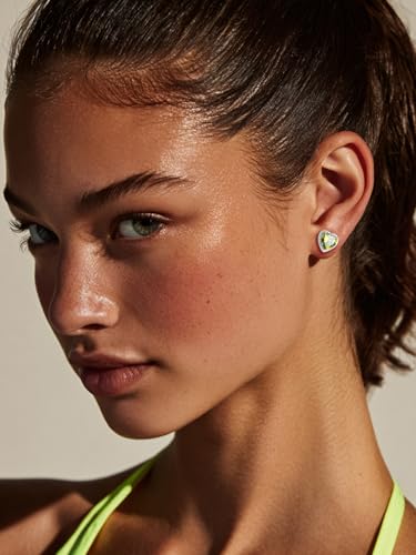 Bestyle Authentic 925 Sterling Silver 2 Carat Birthstone Earrings for Women, More Sparkle Heart/Round Solitaire Diamond Studs Earrings, Great Birthday/Christmas/Anniversary Jewelry for Wife Mother - color: 08. Aug.Peridot-Heart