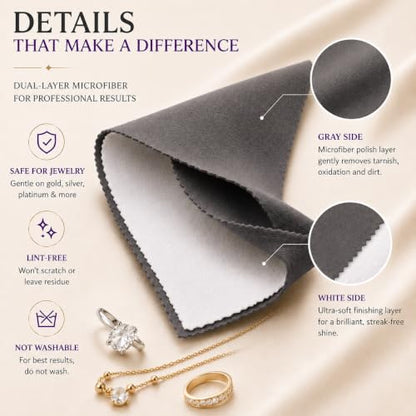Bonison 6 Pack Large Silver Polishing Cloth – 10"x12" Jewelry Cleaning Cloth & Multi-Layer Jewelry Polishing Cloth for Silver, Gold, Diamond, Platinum, Coins, Watches, Gemstones (Purple & Deep Gray) - color: Set of 6 Cloths (Deepgray & Purple)