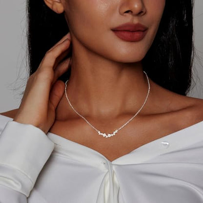 Zeffy Diamond Necklaces for Women, Dainty Gold Necklace 18k Gold Plated Layered Necklaces Simple Gold CZ Diamond Pendant Necklaces for Women Trendy Jewelry Gifts for Girls - color: Silver Multi CZ Necklace