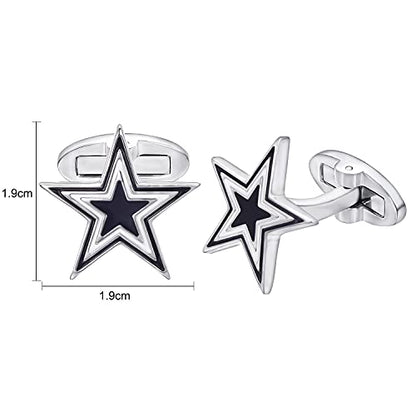Yoursfs Novelty Sunflower/Love Knot/Architect Cufflinks for Men Funny Stainless Steel Cufflinks Personalized Cuff links Wedding Gift Fashion Jewelry - style: Blue Five Star Cufflinks