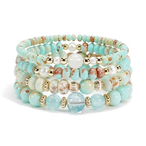 Boho Wooden Beads Bracelets Bohemian Bracelet Stack for Men Women Wood Beaded Bracelet Set - color: K