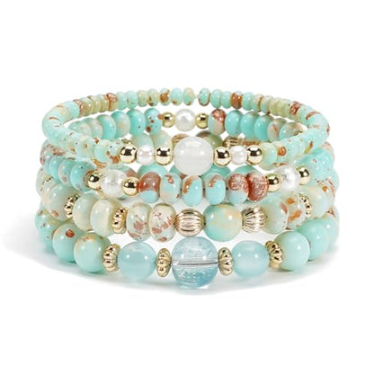 Boho Wooden Beads Bracelets Bohemian Bracelet Stack for Men Women Wood Beaded Bracelet Set - color: K