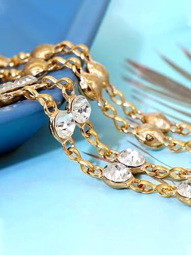 Women Rhinestone Crystal Waist Belts for Dress Adjustable Ladies Metal Chain Belts - size: 120CM/47.2IN, style: Gold-B