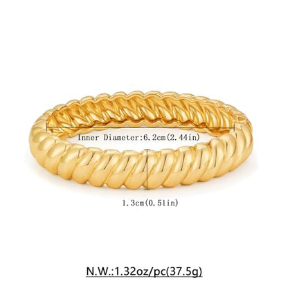 Chunky Gold Bangle Bracelets for Women Twisted Hinged Wrist Cuff Bracelets open Spiraled Oval Bracelet Trendy Jewelry for Women - color: thin cuff bracelet