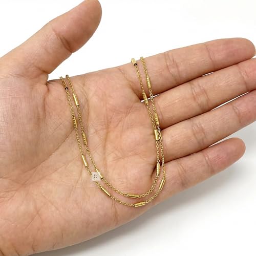 Stainless Steel Chain Ankle Bracelet for Women Adjustable Waterproof Anklet - color: Gold / Double Layer Tube Bar
