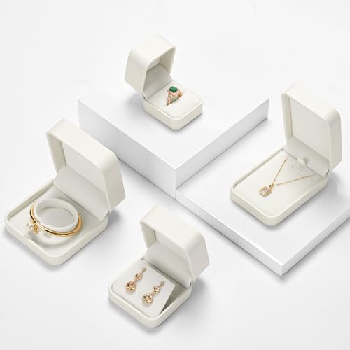 Oirlv Luxury Leather Earring Case Jewelry Box for Earrings Premium Jewelry Gift Box (Creamy-White) - color: Creamy-white, size: Earring Box