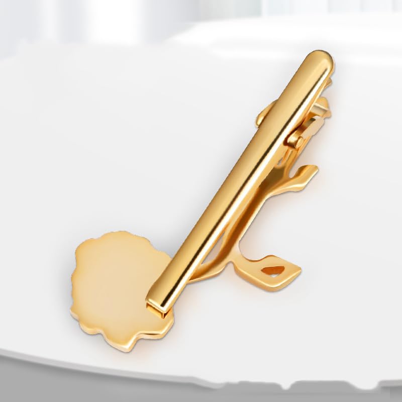 Fun Tie Clip for Men Personalized Tie Bar Fashion Business Tie Clip Men's Jewelry Gifts - style: Gold-Red Rose