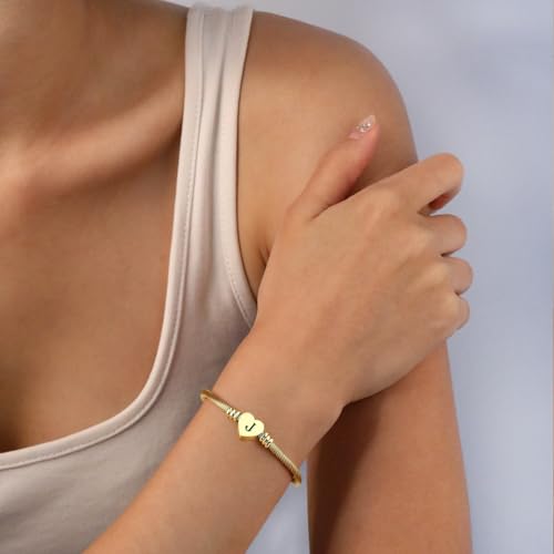 MYNENEY Necklace and Bracelet for Women Stainless Steel Initial Jewelry Set - color: Gold-J