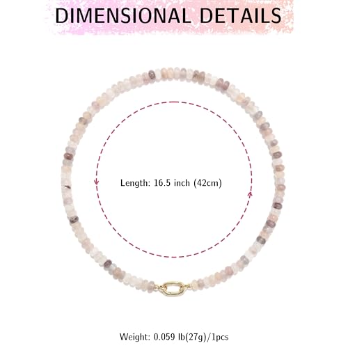 CONRAN KREMIX Colorful Stone Beaded Necklace for Women,Natural Gemstone Bead Choker Necklaces Boho Summer Beach Layering Necklace Jewelry Gift for Women - color: Light Gray