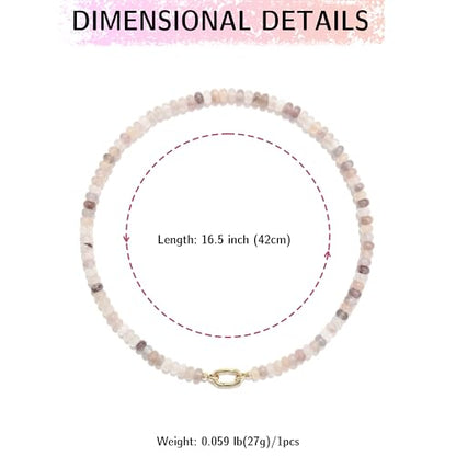CONRAN KREMIX Colorful Stone Beaded Necklace for Women,Natural Gemstone Bead Choker Necklaces Boho Summer Beach Layering Necklace Jewelry Gift for Women - color: Light Gray