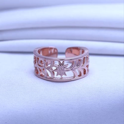 Adjustable Flower Toe Ring for Women | Metal: Sterling Silver - color: rose-gold