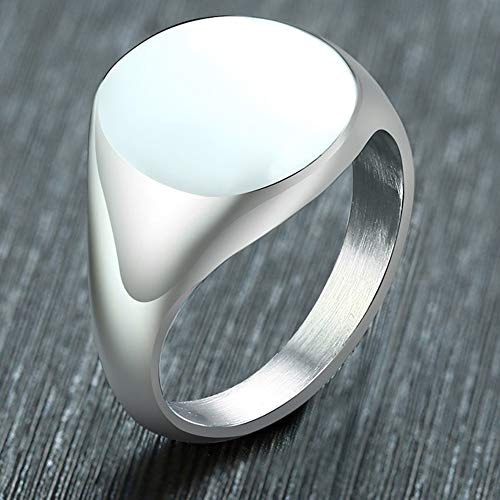 Jude Jewelers Stainless Steel Classical Simple Plain Round Signet Style Pinky Wedding Statement Promise Anniversary Ring - color: Silver