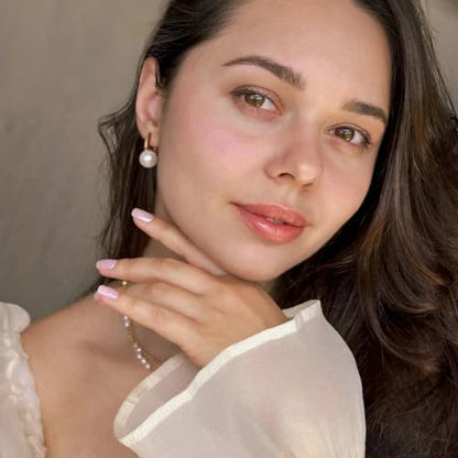 925 Sterling Silver Hoop Handpicked AAA+ Quality 7.5-8mm White Freshwater Cultured Pearl Dangle Drop Earrings Jewelry for Women - color: 8. Gold Plated Barrel