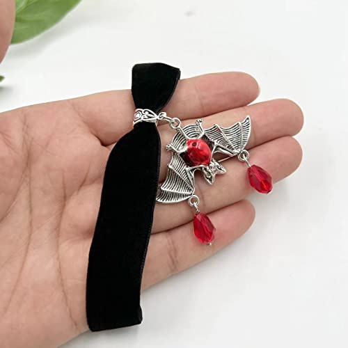 Gothic Black Velvet Goth Choker Necklace for Women,Cameo Black Choker Crow Skull Pendant Necklace Vintage Collar Skull Necklace Gothic Jewelry - style: Bat