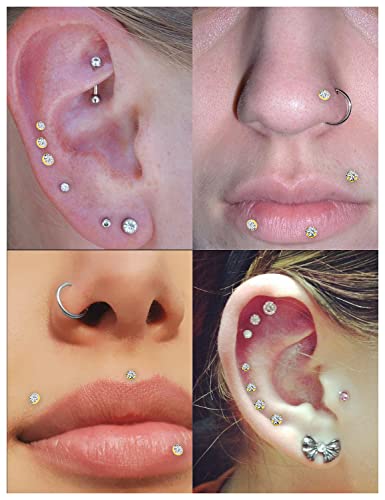 14G Lip Rings Stainless Steel Tragus Helix Conch Piercing Jewelry Snake Bite Piercing Monroe Lip Rings Labret Medusa Cartilage Lobe Earrings Piercing Jewelry Cubic Zirconia 2MM 3MM 4MM - color: 8MM-Gold,2mm/3mm/4mm