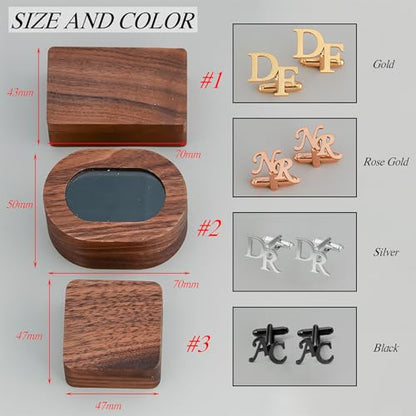 Meice Custom Monogram Cufflinks for Men,Personalized Initial Name Stainless Steel Cuff links Wedding Gift
