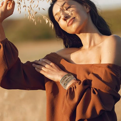 Long tiantian Boho Western Bracelets for Women Leather Wrap Bracelets Turquoise Bracelet Western Jewelry Country Concert Outfits - color: wrap bracelet(brown)