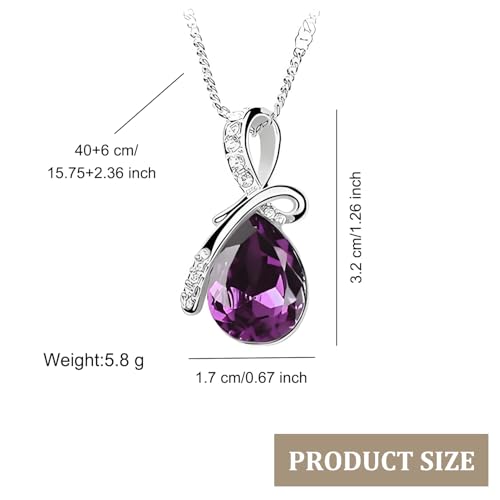 Fashion Angel Teardrop Crystal Pendant Necklace for Women Birthday Gifts for Mom Women - color: Purple