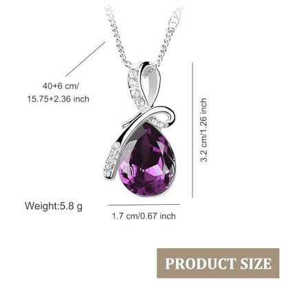 Fashion Angel Teardrop Crystal Pendant Necklace for Women Birthday Gifts for Mom Women - color: Purple