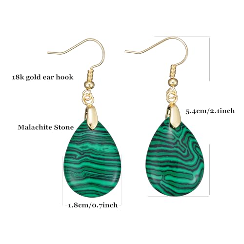 Boho Multiple Style Natural Stone Earrings for Women Unique Healing Gemstone Energy Hypoallergenic Lightweight Dangle Drop Earrings Multiple Styles Earrings Jewelry for Birthday Party Gift - style: Malachite Waterdrop