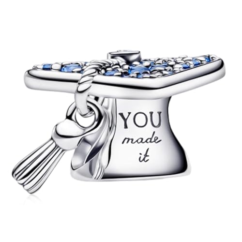 S925 Bead Pendant Charms for Bracelets Necklaces, Compatible with Pandora, Jewelry Making DIY - style: Grad Cap Silver Charm