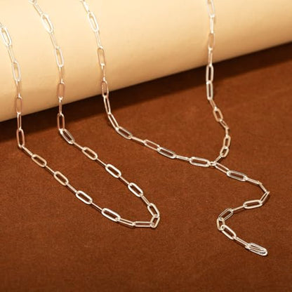 Lariat Necklace for Women, Dainty 14K Gold/Silver Plated Long Necklaces for Women Trendy Simple Layered Y-Shaped Pendant Necklace Adjustable Fashion Jewelry Gift - color: Silver, style: Paperclip Chain