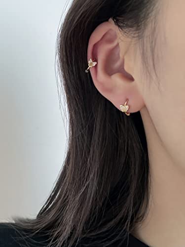DAILY VIBES Dainty Butterfly Cross CZ Small Huggie Hoop Earrings for Women | Hypoallergenic, 14K Gold Plated Hoops, Tiny Cubic Zirconia, Cartilage Hoop Earrings for Women Trendy - color: Butterfly A