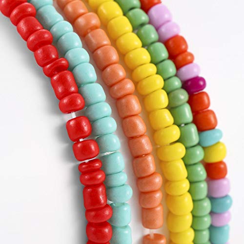 African Beads Anklet 18pcs Boho Beaded Ankle Bracelet Elastic Bead Foot Chain Jewelry for Women (Colours)