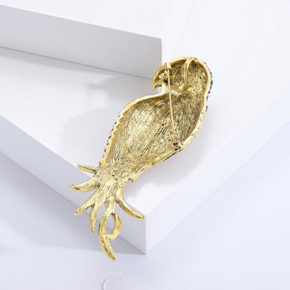 Enamel Bird Brooch for Women Rhinestones Owl/Hummingbird/Eagle/Toucan Lapel Pin Cute Bird Brooches Jewelry Gifts for Mom Wife - color: Colorful-Parrot