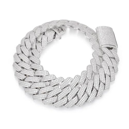 Ucciyo 30MM/25MM Cuban Link Chain for Men, Luxury Iced Out Diamond Chain | Luxurious Diamond-Simulated, Large Miami Cuban Style, 18K Gold Plated - color: 25MM-Silver, size: 26 Inch