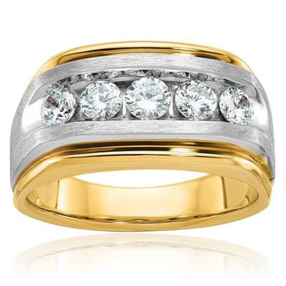 IceCarats 14K Two Tone Gold 1.01 ct Diamond Ultra Five Stone Wedding Ring